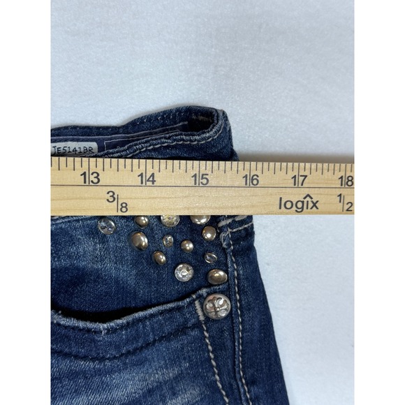 Miss Me Bootcut Jeans Women 30 Blue JE5141BR Dark Wash Studded Rhinestone Y2K - Picture 3 of 10